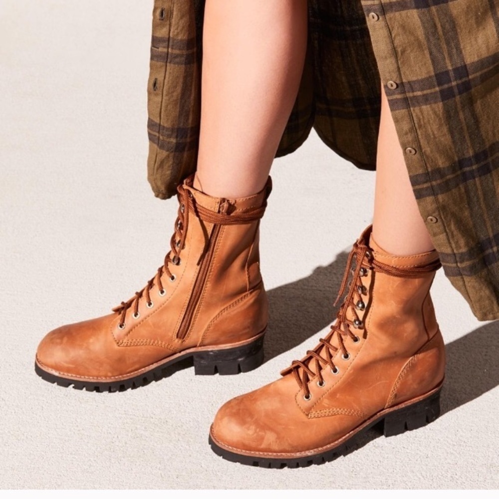 FP Jeffrey Campbell Lucca Lace Up brown boots 7, 9